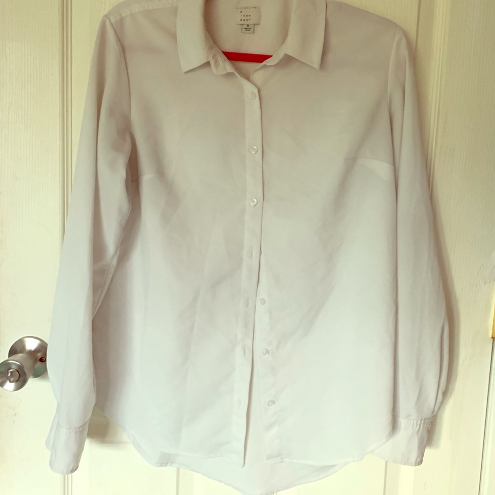White Long Sleeve Button-Down Blouse